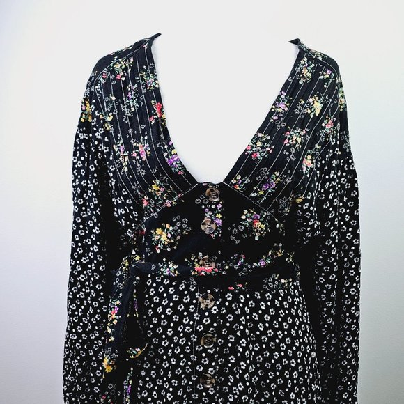 Free People Women's Floral Wonderland A-line Dress, Black, Sz S - Picture 5 of 13